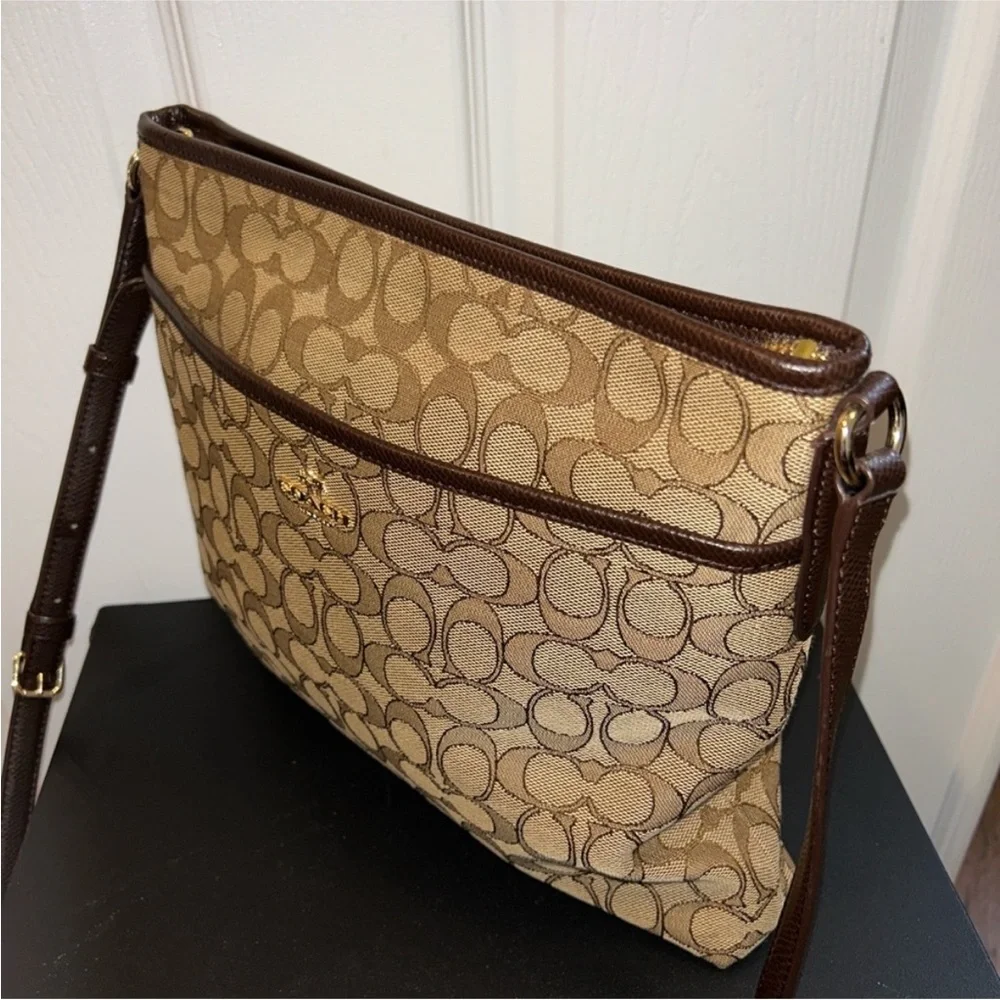 Coach Tan and BrownSignature Messenger bag